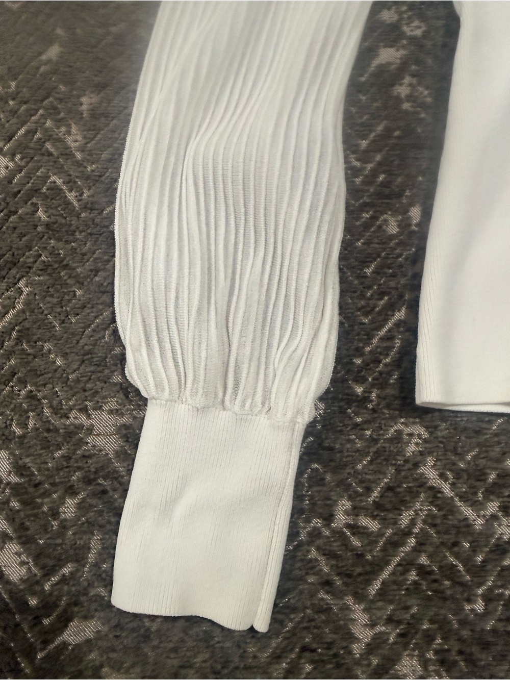 Reiss Ivory Pleated Sleeve Tie Neck Knit Top XS - Picture 4 of 6